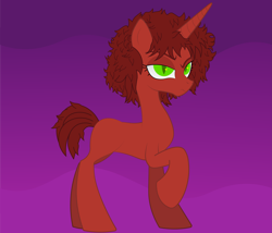 Size: 3741x3200 | Tagged: safe, artist:gusty boy, derpibooru import, oc, oc only, oc:crimson, pony, unicorn, base used, green eyes, horn, missing cutie mark, newbie artist training grounds, original character do not steal, raised hoof, raised leg, red fur, red hair, short hair, short mane, short tail, simple background, solo, tail, unicorn oc