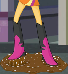 Size: 736x792 | Tagged: safe, artist:dhot9230, derpibooru import, sunset shimmer, human, equestria girls, g4, boots, boots shot, high heel boots, legs, pictures of legs, shoes, solo, sticky