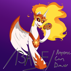 Size: 2000x2000 | Tagged: safe, artist:lillslim, derpibooru import, daybreaker, alicorn, pony, g4, /bale/, antagonist, armor, digital art, evil smile, fangs, female, golden eyes, helmet, hoof shoes, jewelry, looking at you, mane of fire, mare, open mouth, peytral, regalia, smiling, smiling at you, solo, wing armor, wings