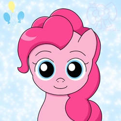 Size: 1600x1600 | Tagged: safe, artist:totallysilversakura, derpibooru import, pinkie pie, earth pony, g4, female, looking at you, mare, smiling, smiling at you, solo, staring into your soul