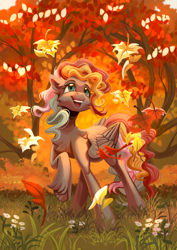 Size: 2480x3507 | Tagged: safe, artist:teaflower300, derpibooru import, oc, oc only, pegasus, pony, autumn, chest fluff, commission, female, mare, solo, unshorn fetlocks, ych result