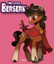 Size: 720x854 | Tagged: safe, artist:coypuppy, derpibooru import, earth pony, pony, berserk, cape, casca, clothes, ponified, species swap, sword, weapon