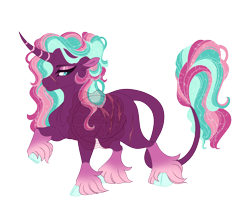 Size: 4900x4100 | Tagged: safe, artist:gigason, derpibooru import, oc, oc only, oc:tranquil tactic, classical unicorn, pony, unicorn, g4, absurd resolution, adoptable, battle scarred, blank flank, blue eyes, body scar, cloven hooves, coat markings, colored, colored eyebrows, colored eyelashes, colored hooves, colored pinnae, colored pupils, curved horn, ear fluff, ears, ethereal mane, ethereal tail, eyelashes, eyeshadow, facial scar, flat colors, floppy ears, frown, glowing, glowing mane, glowing tail, gradient legs, green hooves, hooves, horn, leg markings, leg scar, leonine tail, lidded eyes, long horn, long mane, long tail, looking back, magenta coat, magical lesbian spawn, makeup, mint hooves, multicolored mane, multicolored tail, nonbinary, nonbinary oc, nose scar, obtrusive watermark, offspring, parent:princess celestia, parent:tempest shadow, parents:tempestia, pink coat, pink eyeshadow, profile, purple eyelashes, raised hoof, raised leg, scar, simple background, socks (coat marking), solo, sparkly mane, sparkly tail, standing, standing on three hooves, striped horn, tail, teal pupils, thick eyelashes, thick tail, transparent background, unicorn horn, unicorn oc, unshorn fetlocks, wall of tags, watermark, wavy mane, wavy tail