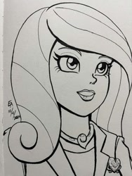 Size: 720x960 | Tagged: safe, artist:mayorlight, derpibooru import, dean cadance, princess cadance, human, equestria girls, friendship games, g4, female, ink drawing, inktober, monochrome, solo, traditional art