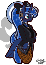 Size: 1240x1754 | Tagged: safe, artist:chiefywiffy, derpibooru import, princess luna, alicorn, anthro, g4, clothes, dress, female, jewelry, kebaya, mare, regalia, simple background, solo, white background