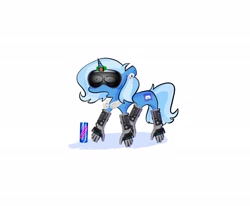 Size: 2048x1684 | Tagged: safe, artist:falloutfurret, derpibooru import, trixie, pony, unicorn, g4, can, discord (program), drink, energy drink, female, horn, mare, power glove, simple background, soda, soda can, solo, vr headset, watch, white background, wristwatch