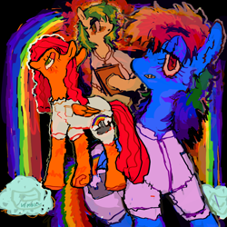 Size: 4000x4000 | Tagged: safe, artist:vemrill, derpibooru import, rainbow dash, oc, oc:wooden toaster, pegasus, pony, fanfic:rainbow factory, fanfic art, rainbow