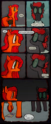 Size: 4029x9795 | Tagged: safe, artist:vemrill, derpibooru import, oc, oc only, pegasus, pony, fanfic:rainbow factory, comic, dialogue, duo, fanfic art, glasses, green eyes, orange coat, red mane, talking, text