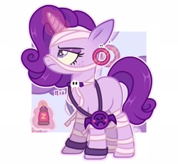 Size: 1901x1757 | Tagged: safe, artist:naykater, derpibooru import, pony, unicorn, g4, bandage, brawl stars, brawler, crossover, digital art, ear piercing, earring, emz, emz (brawl stars), female, horn, ibispaint x, jewelry, magic, mare, passepartout, piercing, ponified, solo, species swap, spray, supercell