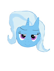 Size: 1080x1440 | Tagged: safe, derpibooru import, trixie, pony, unicorn, g4, cape, clothes, female, hair, horn, looking at you, mare, simple background, smiling, solo, trixie's cape, white background