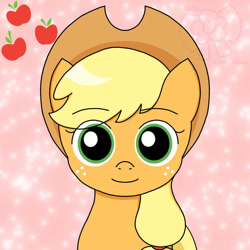 Size: 894x894 | Tagged: safe, artist:totallysilversakura, derpibooru import, applejack, earth pony, pony, g4, cutie mark, female, looking at you, mare, smiling, smiling at you, solo, staring into your soul