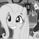 Size: 80x80 | Tagged: safe, derpibooru import, fluttershy, g4, stare master, 80p, fluttershy's cottage, grayscale, monochrome, picture for breezies, solo, squee, videonow