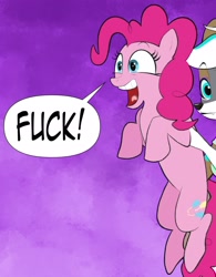 Size: 1483x1903 | Tagged: source needed, safe, derpibooru import, pinkie pie, earth pony, pony, fuck, speech bubble, swearing, vulgar