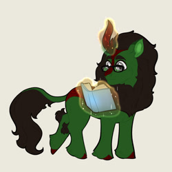 Size: 828x828 | Tagged: safe, artist:miyalaflordorada, derpibooru import, oc, oc only, oc:leaf whisper, kirin, book, glasses, kirin oc, magic, ponysona, reading, solo, telekinesis