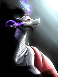 Size: 1024x1366 | Tagged: safe, artist:starshine74, derpibooru import, king sombra, umbrum, unicorn, bust, glowing, glowing horn, horn, male, portrait, shadow, solo, sombra eyes