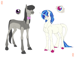 Size: 3380x2560 | Tagged: safe, artist:anelaponela, derpibooru import, dj pon-3, octavia melody, vinyl scratch, earth pony, fluffy pony, pony, undead, unicorn, vampire, vampony, female, horn, redesign, simple background, tail, travelersverse, white background