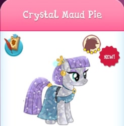 Size: 490x498 | Tagged: safe, derpibooru import, maud pie, crystal pony, earth pony, pony, crystal maud pie, ear piercing, gameloft, happy, piercing, smiling, when she smiles