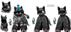 Size: 5480x2508 | Tagged: safe, artist:987tails, derpibooru import, oc, oc only, oc:quad, armor, project:wundr, simple background, solo, white background