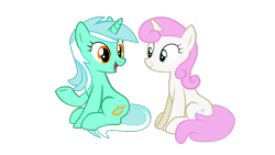 Size: 1920x1080 | Tagged: safe, derpibooru import, editor:luckydog416, lyra heartstrings, twinkleshine, pony, unicorn, g4, duo, duo female, female, horn, simple background, transparent background