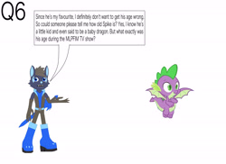 Size: 4495x3266 | Tagged: safe, artist:star153, derpibooru import, screencap, spike, anthro, dragon, wolf, age, ask, blue, boots, brown, clothes, gloves, green, long gloves, purple, question, shoes, simple background, solo, sonic oc, time, white background, winged spike, wings