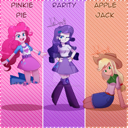 Size: 894x894 | Tagged: safe, artist:kittydraws16, derpibooru import, applejack, pinkie pie, rarity, human, equestria girls, g4, deviantart watermark, obtrusive watermark, watermark