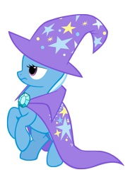 Size: 1500x2039 | Tagged: safe, artist:ryokohaze, derpibooru import, trixie, pony, unicorn, g4, cape, clothes, female, hat, horn, mare, simple background, solo, transparent background, trixie's cape, trixie's hat, vector