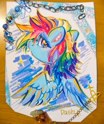 Size: 2568x3072 | Tagged: safe, artist:黎珺不能究物理, derpibooru import, rainbow dash, marker drawing, traditional art