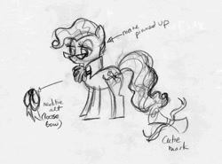 Size: 1194x885 | Tagged: safe, derpibooru import, mayor mare, earth pony, pony, g4, concept art, female, leak, mare, monochrome, my little pony adventures, official, sketch, smiling, solo, traditional art