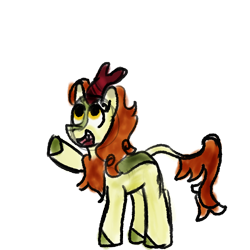 Size: 1000x1000 | Tagged: safe, artist:zoeyhorse, derpibooru import, autumn blaze, kirin, g4, female, looking up, open mouth, open smile, simple background, smiling, solo, transparent background