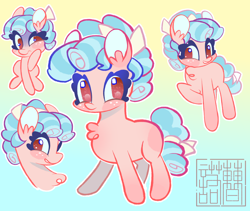 Size: 2480x2092 | Tagged: safe, artist:caonuo05892, derpibooru import, cozy glow, earth pony, pony, blushing, bow, chest fluff, disgusted, female, filly, foal, full body, gradient background, grin, hair bow, multiple views, outline, smiling, solo, white outline, wingless