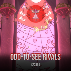 Size: 5120x5120 | Tagged: safe, artist:cfandknuckles, derpibooru import, discord, draconequus, cover art, crossover, odyssey eurobeat, remilia scarlet, stained glass, touhou