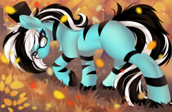 Size: 4000x2600 | Tagged: safe, artist:xvostik, derpibooru import, oc, oc only, oc:purapoint, earth pony, pony, annoyed, cute, detailed background, earth pony oc, glasses, long tail, looking back, male, stallion, tail