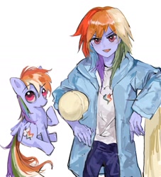 Size: 1816x1997 | Tagged: safe, artist:saciko_927, derpibooru import, rainbow dash, human, pegasus, pony, equestria girls, g4, clothes, denim, female, helmet, jacket, jeans, looking at you, mare, pants, self paradox, self ponidox, shirt, simple background, sitting, skateboard, upper body, white background