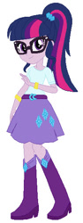 Size: 216x572 | Tagged: safe, artist:noahishere18, derpibooru import, sci-twi, twilight sparkle, equestria girls, g4, belt, boots, clothes, clothes swap, high heel boots, shirt, shoes, simple background, skirt, solo, white background