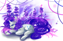 Size: 3500x2264 | Tagged: safe, artist:aquagalaxy, derpibooru import, rarity, pony, unicorn, g4, female, high res, horn, lidded eyes, lying down, mare, solo, tail