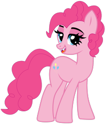 Size: 1890x2260 | Tagged: safe, artist:sscorpionsss, artist:twilyisbestpone, derpibooru import, pinkie pie, earth pony, pony, g4, base used, cute, diapinkes, eyeshadow, fangs, female, looking at you, makeup, mare, open mouth, open smile, pinkie pie day, pretty, simple background, smiling, solo, transparent background