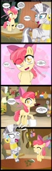 Size: 1000x3250 | Tagged: safe, artist:coltsteelstallion, derpibooru import, apple bloom, zecora, earth pony, pony, zebra, g4, 4 panel comic, aku aku, apple bloom's bow, bow, comic, crash bandicoot (series), creeper, drugs, enderman, female, filly, five nights at freddy's, foal, hair bow, hands behind back, implied big macintosh, implied drug use, marijuana, minecraft, peashooter, plants vs zombies, plushie, zecora's hut