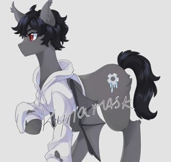 Size: 828x785 | Tagged: safe, artist:kyriamask, derpibooru import, oc, oc only, oc:frozen gear, bat pony, bat pony oc, clothes, commission, hoodie, solo