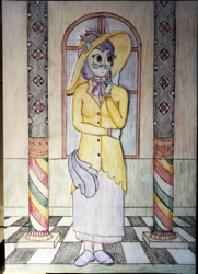 Size: 2899x3994 | Tagged: safe, artist:mildgyth, derpibooru exclusive, derpibooru import, pish posh, silver frames, anthro, plantigrade anthro, clothes, column, glasses, hat, solo, traditional art, ziragshabdarverse