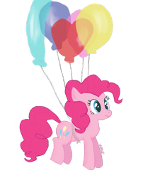 Size: 1203x1491 | Tagged: safe, artist:umsx, derpibooru import, pinkie pie, earth pony, pony, balloon, floating, pinkie pie day, simple background, solo, then watch her balloons lift her up to the sky, transparent background