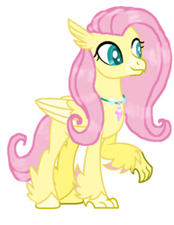 Size: 828x1075 | Tagged: safe, artist:daydreamsunset23, derpibooru import, fluttershy, classical hippogriff, hippogriff, g4, base used, classical hippogriffied, female, folded wings, hippogriffied, hipposhy, jewelry, necklace, simple background, smiling, solo, species swap, white background, wings