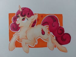 Size: 1280x960 | Tagged: artist needed, source needed, safe, derpibooru import, oc, oc:stellar blossom, pony, unicorn, female, hair, horn, simple background, solo, traditional art