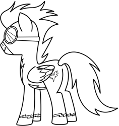 Size: 727x771 | Tagged: safe, derpibooru import, pegasus, pony, g4, .svg available, black and white, butt, clothes, concept art, grayscale, leak, male, monochrome, my little pony adventures, official, rear view, simple background, smiling, soarass, solo, stallion, transparent background, uniform, vector, wonderbolts uniform