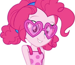 Size: 2891x2520 | Tagged: safe, derpibooru import, edit, edited screencap, editor:mrtoonlover83, screencap, pinkie pie, human, equestria girls, g4, background removed, female, glasses, heart shaped glasses, not a vector, solo