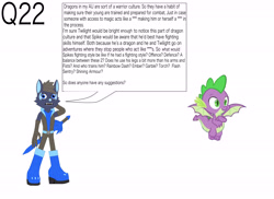 Size: 4495x3266 | Tagged: safe, artist:star153, derpibooru import, spike, anthro, wolf, g4, 22, advice needed, ask, blue, blue eyes, boots, brown, claws, clothes, ears, feet, flying, gloves, green, green eyes, help needed, long gloves, purple, q22, question, scales, shoes, solo, sonic oc, sword, weapon, winged spike, wings