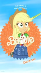 Size: 1080x1920 | Tagged: safe, derpibooru import, applejack, human, equestria girls, g4, applejack's hat, barbie, barbie (film), clothes, cowboy hat, female, hand on hip, hat, solo