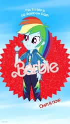 Size: 1080x1920 | Tagged: safe, derpibooru import, rainbow dash, human, equestria girls, g4, barbie, barbie (film), female, solo