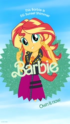 Size: 1080x1920 | Tagged: safe, derpibooru import, sunset shimmer, human, equestria girls, g4, barbie, barbie (film), female, solo