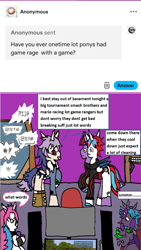 Size: 1175x2086 | Tagged: safe, artist:ask-luciavampire, derpibooru import, oc, alicorn, changeling, earth pony, pony, undead, vampire, vampony, ask, multiple heads, tumblr, two heads, video game