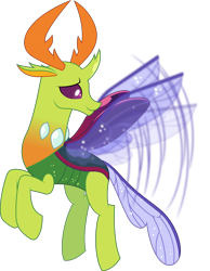 Size: 3000x3875 | Tagged: safe, artist:dashiesparkle, derpibooru import, thorax, changedling, changeling, g4, flying, high res, king thorax, male, simple background, solo, transparent background, wings